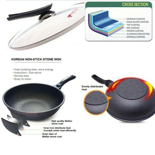 Alpha Non Stick Fry Pan Made in Korea with Induction Ready 12 in (30cm)  Oil-Less Non-Stick Fry Pan, Dishwasher Safe, Non-Stick Coated 10 layer  total with 6 layers of iNoble Premium Coating