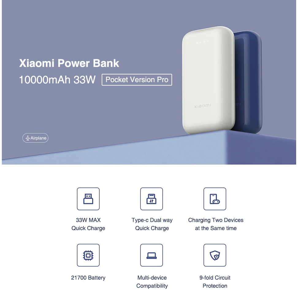 Xiaomi Mi Power Bank Pocket Edition Pro 10000mAh with 33W Max* Output Charging Power Powerbank